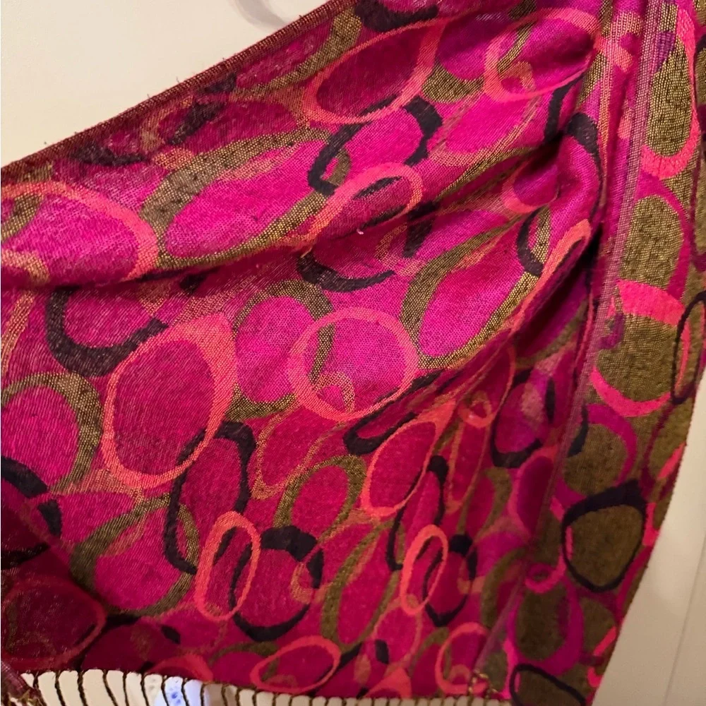Pink and Brown Patterned Scarf